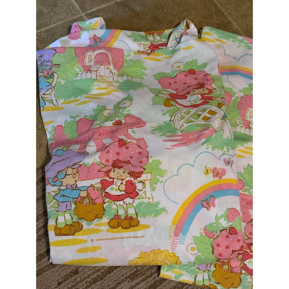 Vintage 1980 Strawberry Shortcake 3pc Sheet Set  American Greetings